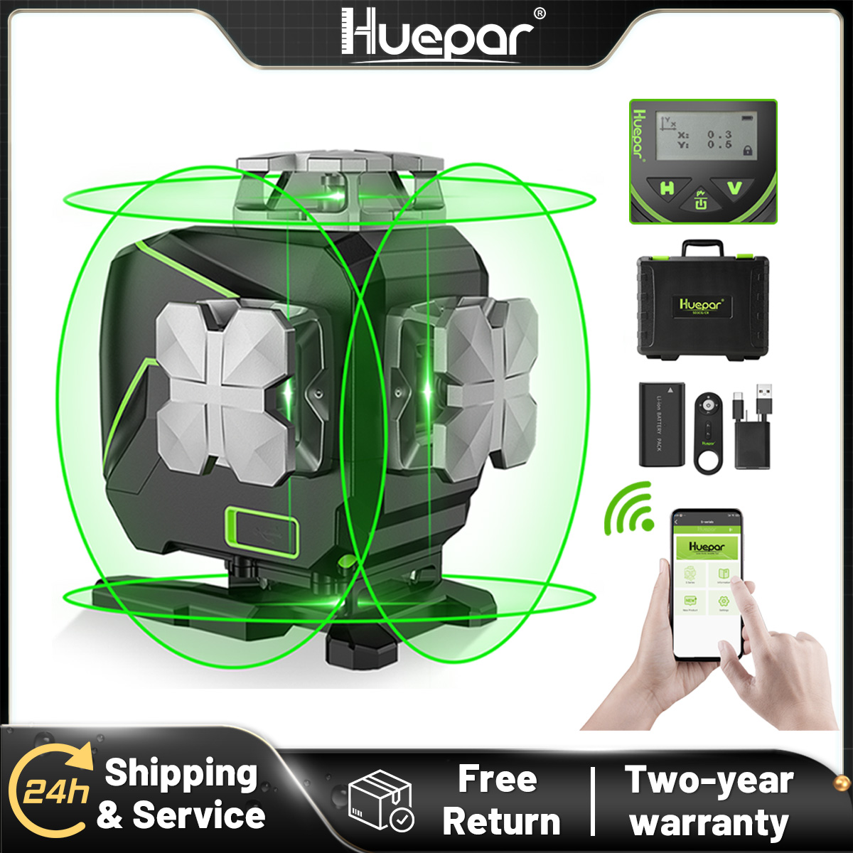 Laser Level 16 Lines 4D Green - Nível a Laser Huepar S04CG-A 16
