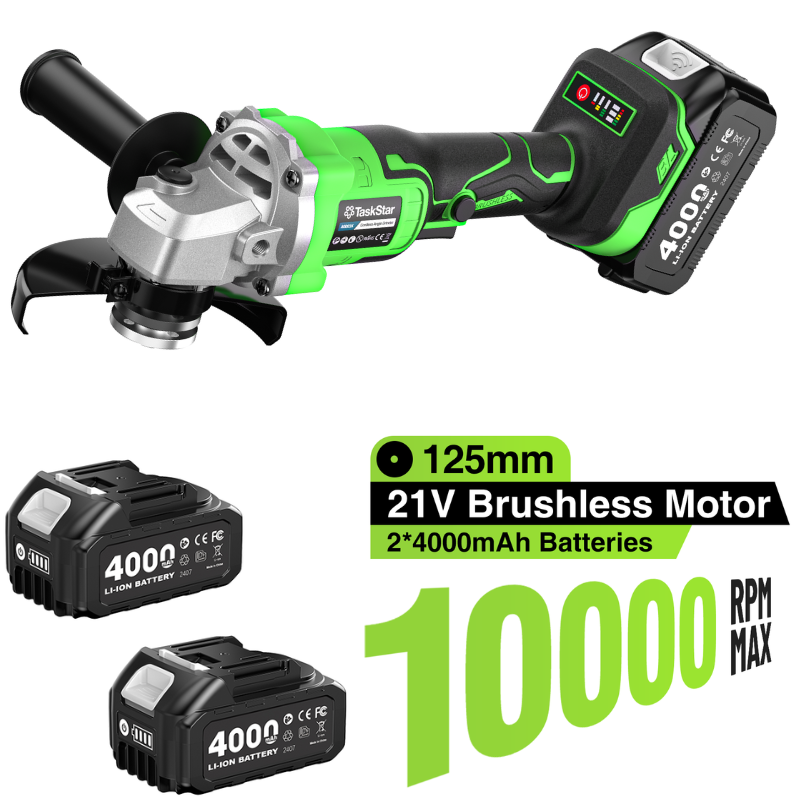 Brushless Angle Grinder Battery Powered - Kit de Esmerilhadeira Elétrica TaskStar 10000