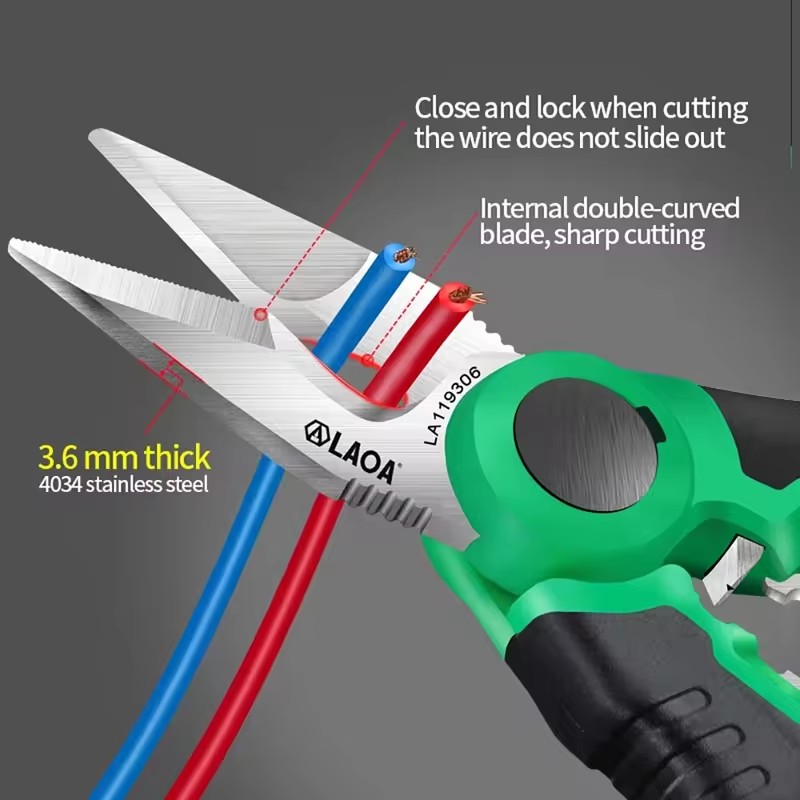 Automatic Wire Stripper Cutter - Laoa tesoura eletricista 6/7/8 Polegada fio