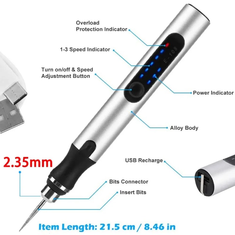 Caneta de gravação elétrica us - Cordless Rotary Tool Kit Accessories avaliação e preço