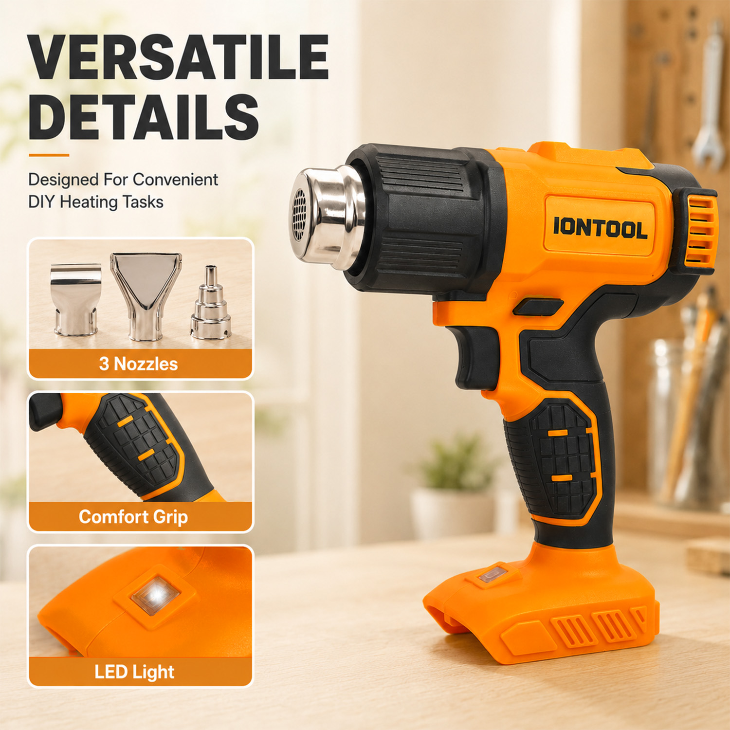IONTOOL 250/500LPM 550 ℃   Pis - Cordless Heat Gun For Shrink Tubing avaliação e preço